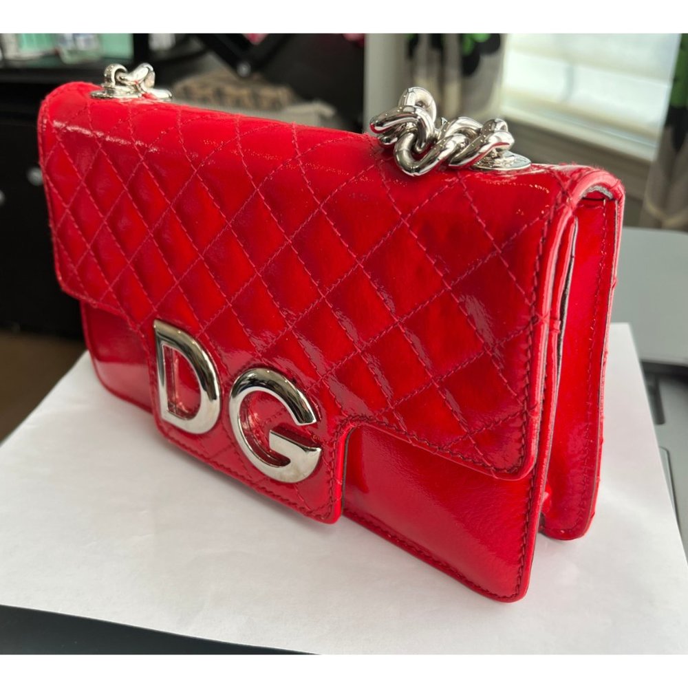 Dolce &  Gabbana Red Patent Quilted Bag, Newer Worn
